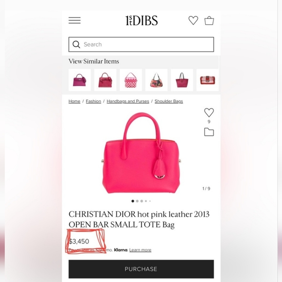 CHRISTIAN DIOR Large Open Bar Pink Grained Leather Two-Way Tote - Picture 16 of 16